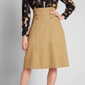ModCloth Timeless Elements High-Waisted Skirt
10 Mustard Yellow Wool Tweed EUC